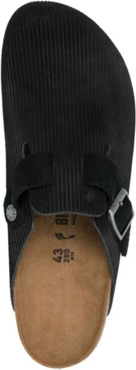 Birkenstock Zwarte leren sandalen met open teen Black Heren