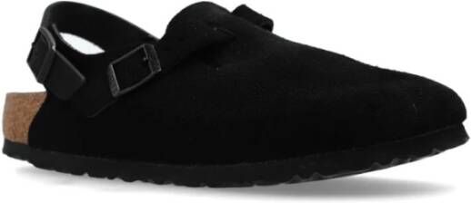 Birkenstock Zwarte Suède Sandalen met Zilveren Beslag Black Dames