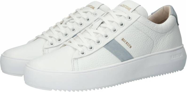 Blackstone Ryder White-cambray Blue Sneaker (low) White Dames