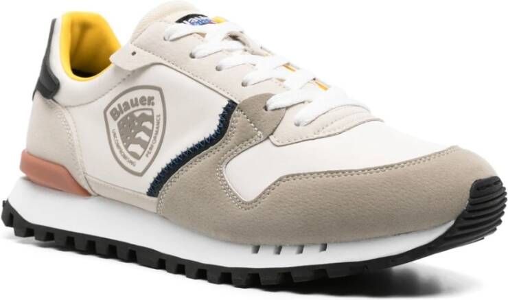 Blauer Beige Sneakers met Suède en Mesh Multicolor Heren