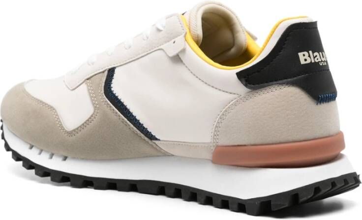 Blauer Beige Sneakers met Suède en Mesh Multicolor Heren