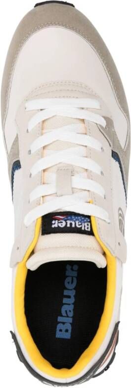 Blauer Beige Sneakers met Suède en Mesh Multicolor Heren