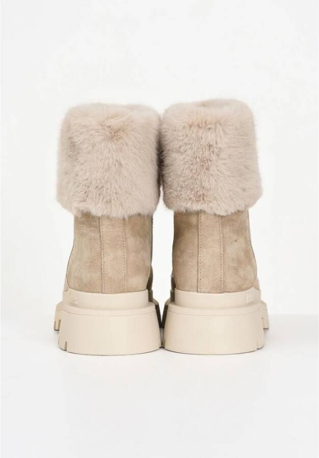 Blauer Beige Suède Bontgevoerde Winterlaarzen