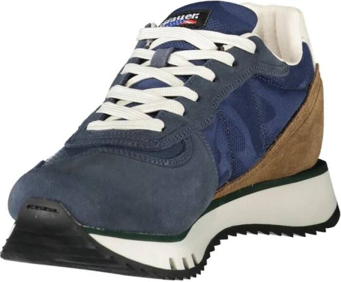 Blauer Blauwe Leren Heren Sneaker