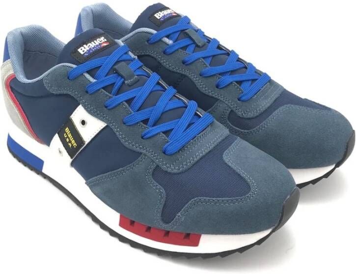 Blauer Blauwe Sneakers met Technische Inzetstukken Multicolor Heren