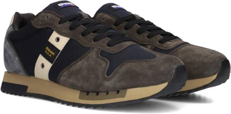 Blauer Blauwe Suède Heren Sneakers Queens01