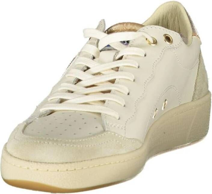 Blauer Bronzen Accent Leren Sneaker met Verwijderbare Binnenzool