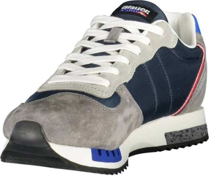Blauer Bruine Leren Heren Sneaker