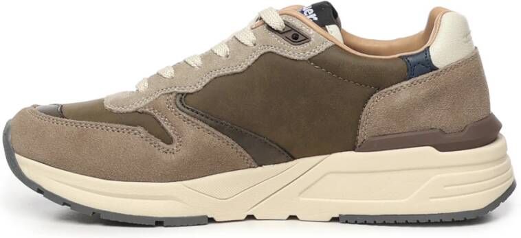 Blauer Contrastmateriaal Sneakers Bruin Beige