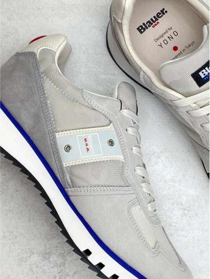 Blauer Grijze Sneakers Tokyo01 Leer Stof