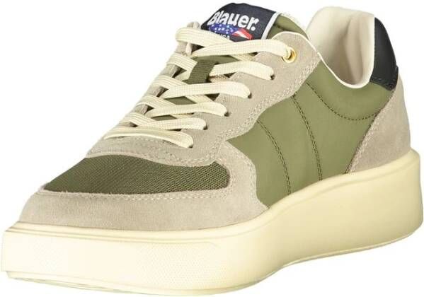 Blauer Groene Leren Heren Sneaker