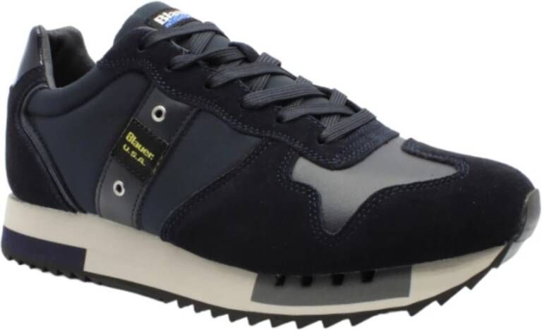 Blauer Heren Blauw Navy Suede Tessuto Queens Sneaker Blauw Heren