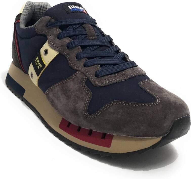 Blauer Heren Suede Sneaker Queens in Donkerbruin Navyblauw Bruin Heren