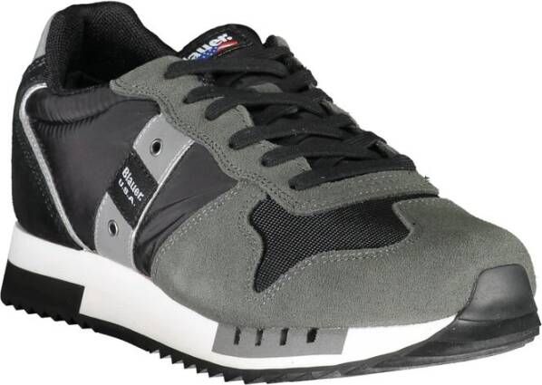 Blauer Klassieke zwarte sport sneakers met veters Black Heren