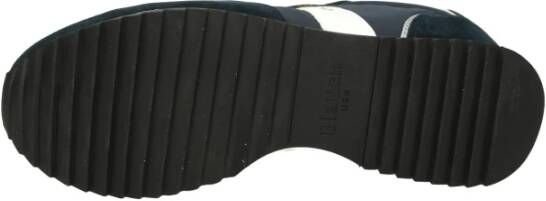 Blauer Lage sneakers van suède en stof