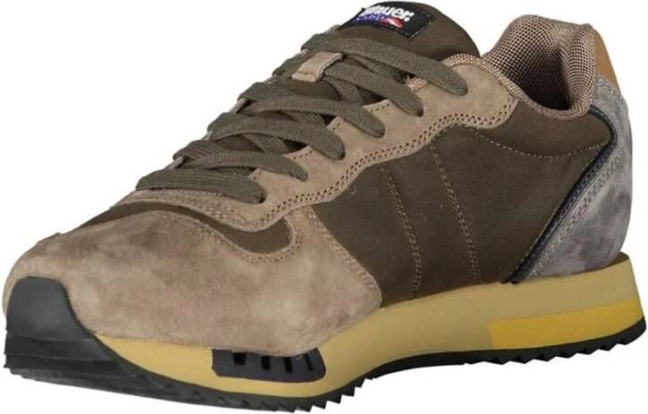 Blauer Leren Low-Top Sneakers met Gewatteerde Binnenzool