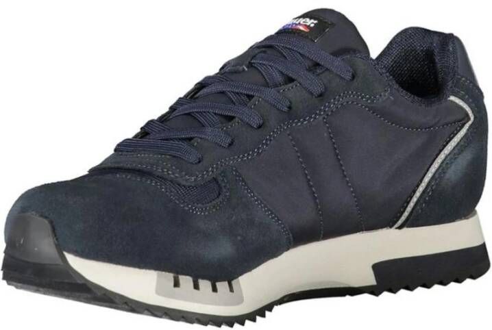 Blauer Leren Sneaker met Veters