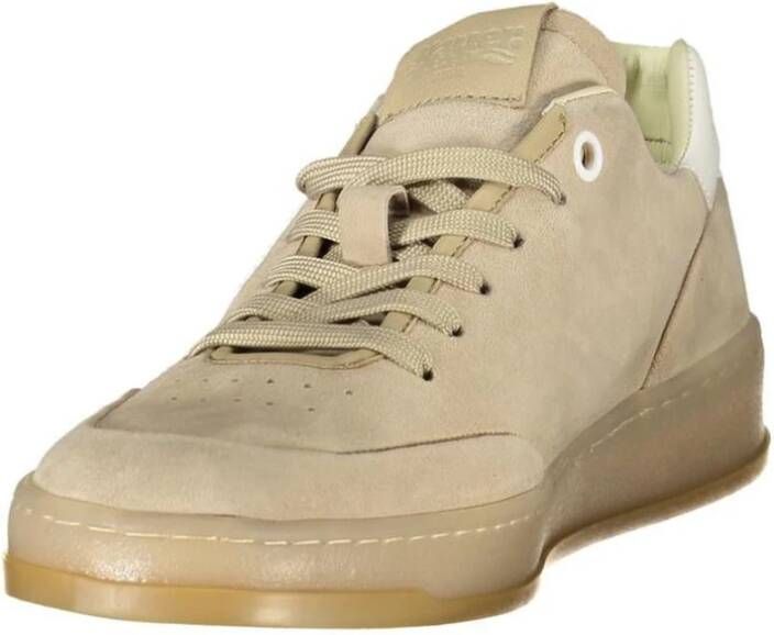 Blauer Luxe leren sneaker met contrastdetails