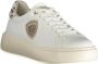 Blauer Luipaardprint Witte Leren Sneakers White Dames - Thumbnail 7