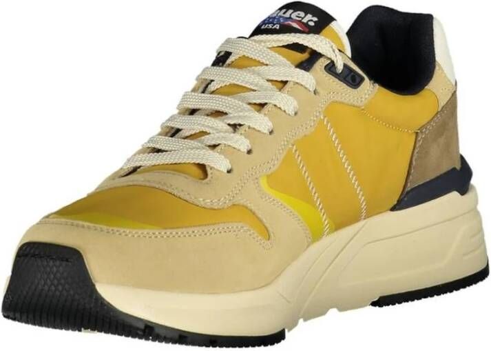 Blauer Mosterdgele Sneaker met Handtekeninglogo