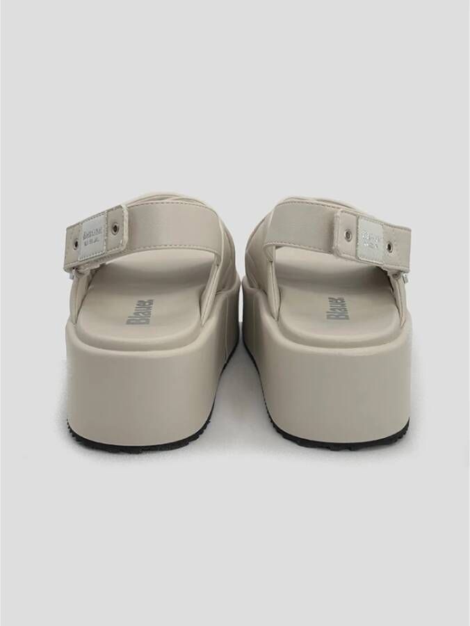 Blauer Opal Sandaal in Crème Leer Beige Dames