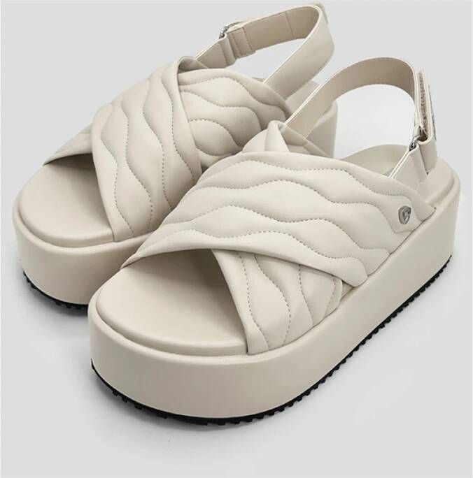 Blauer Opal Sandaal in Crème Leer Beige Dames