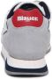 Blauer Witte Polyester Sneaker met Sportieve Details Multicolor Heren - Thumbnail 4