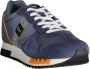 Blauer Blauwe Vetersneakers met Contrasterende Details Blue Heren - Thumbnail 14