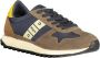 Blauer Sportieve Bruine Vetersneakers met Contrastdetails Brown Heren - Thumbnail 2