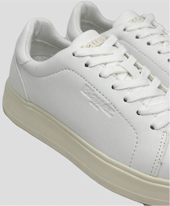 Blauer Witte Leren Platform Sneakers Wit Dames