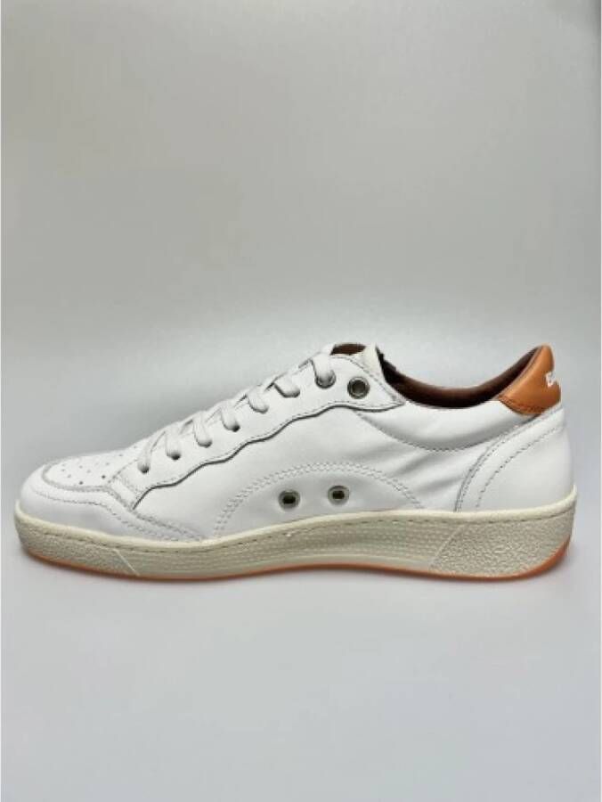 Blauer Retro Leren Sneakers Wit Heren