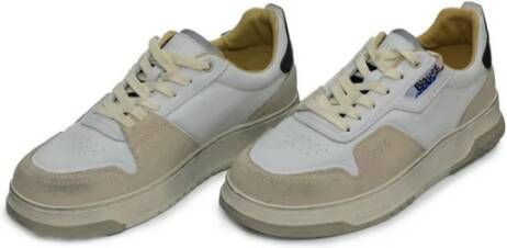 Blauer Witte en zwarte leren sneakers Wit Heren