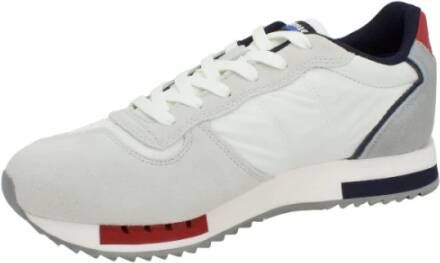 Blauer Stijlvolle Su?de en Stoffen Sneakers Wit Heren