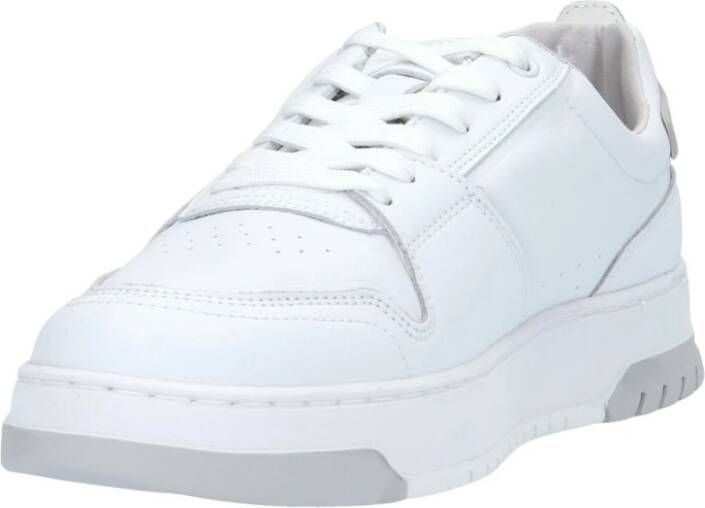 Blauer Witte Leren Sneakers Wit Heren