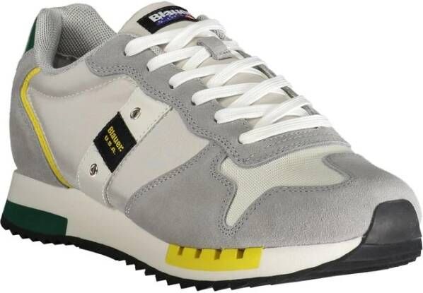 Blauer Sportieve Grijze Sneaker met Contrastdetails Multicolor Heren
