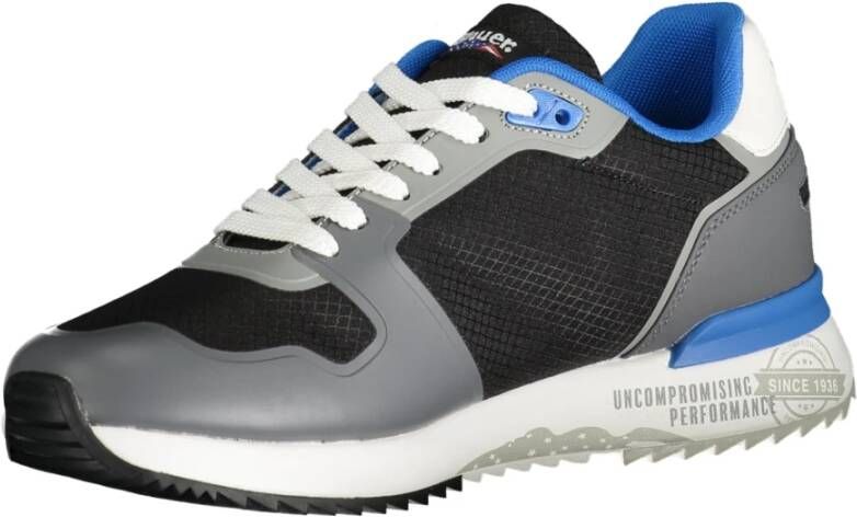Blauer Sportieve Grijze Vetersneakers met Contrastdetails Gray Heren