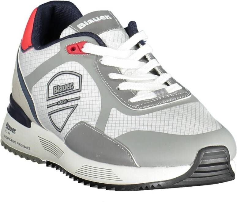 Blauer Sportieve Vetersneakers voor Heren Wit Heren