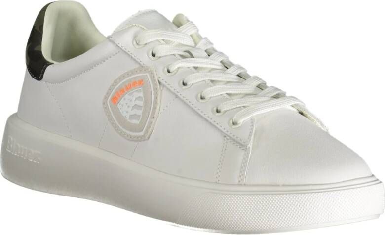 Blauer Sportieve Witte Sneakers voor Heren met Contrastdetails White Heren
