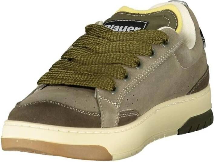 Blauer Stijlvolle leren sneakers met contrasterende details
