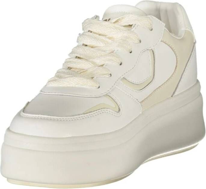 Blauer Witte Leren Dames Sneaker