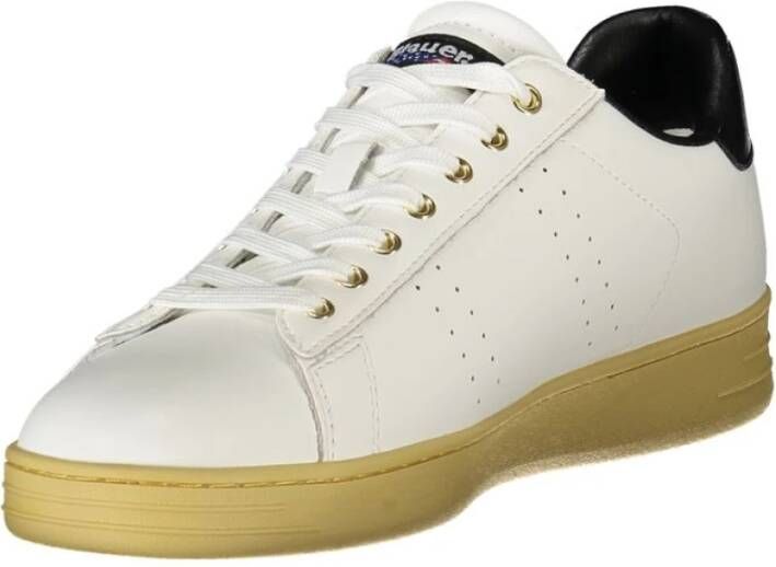 Blauer Witte Leren Heren Sneaker