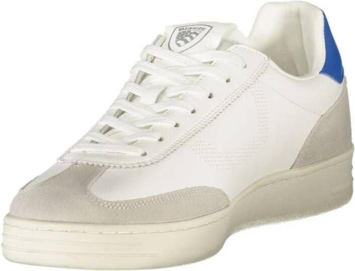 Blauer Witte Leren Heren Sneaker