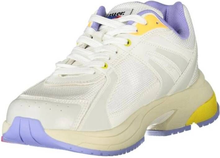 Blauer Witte polyester sneakers met contrasterende details