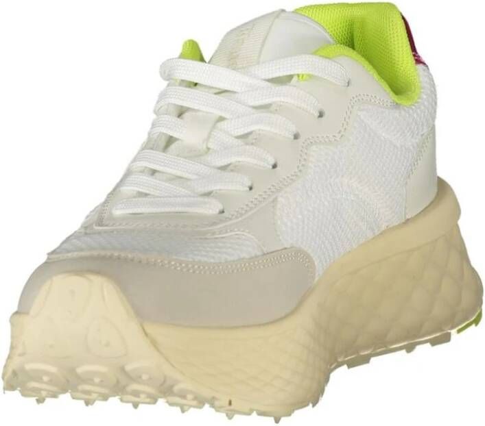 Blauer Witte Sneaker met Edgy Accenten