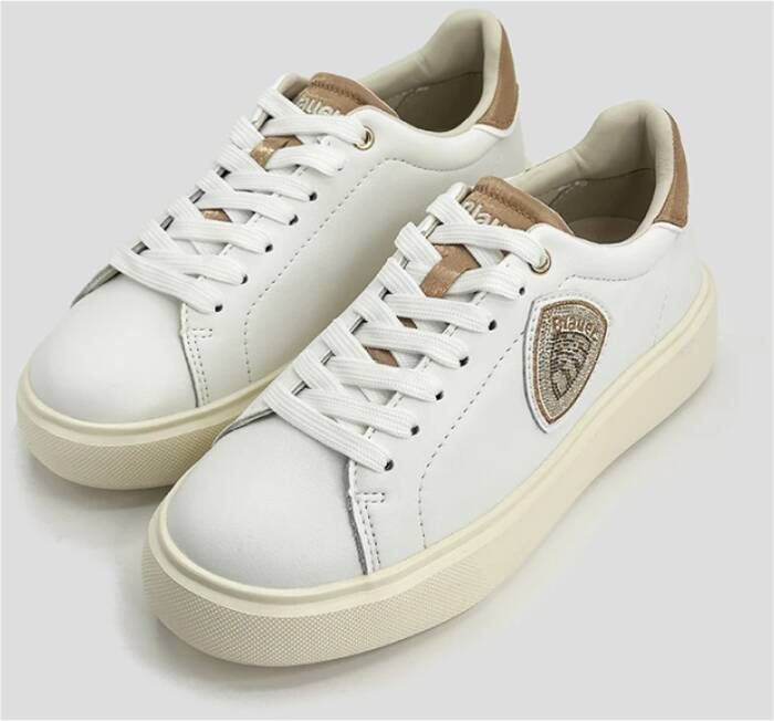 Blauer Witte Venus Sneakers met Strass Detail
