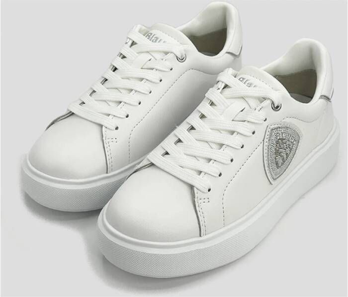 Blauer Witte Venus Sneakers met Strass Logo