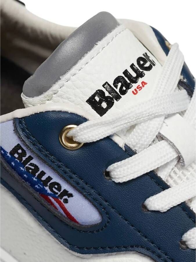 Blauer Witte Marineblauwe Leren Sneakers voor Mannen Multicolor Heren