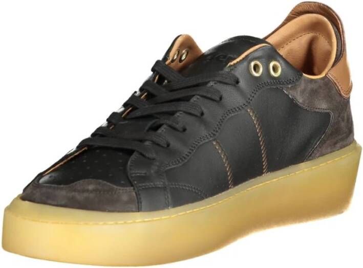 Blauer Zwarte Leren Heren Sneaker