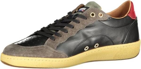 Blauer Zwarte Leren Heren Sneaker