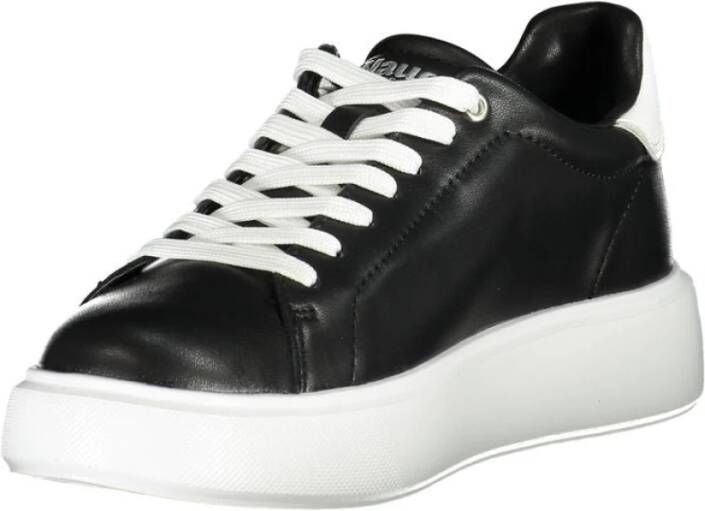 Blauer Zwarte leren sneaker met strass-versieringen